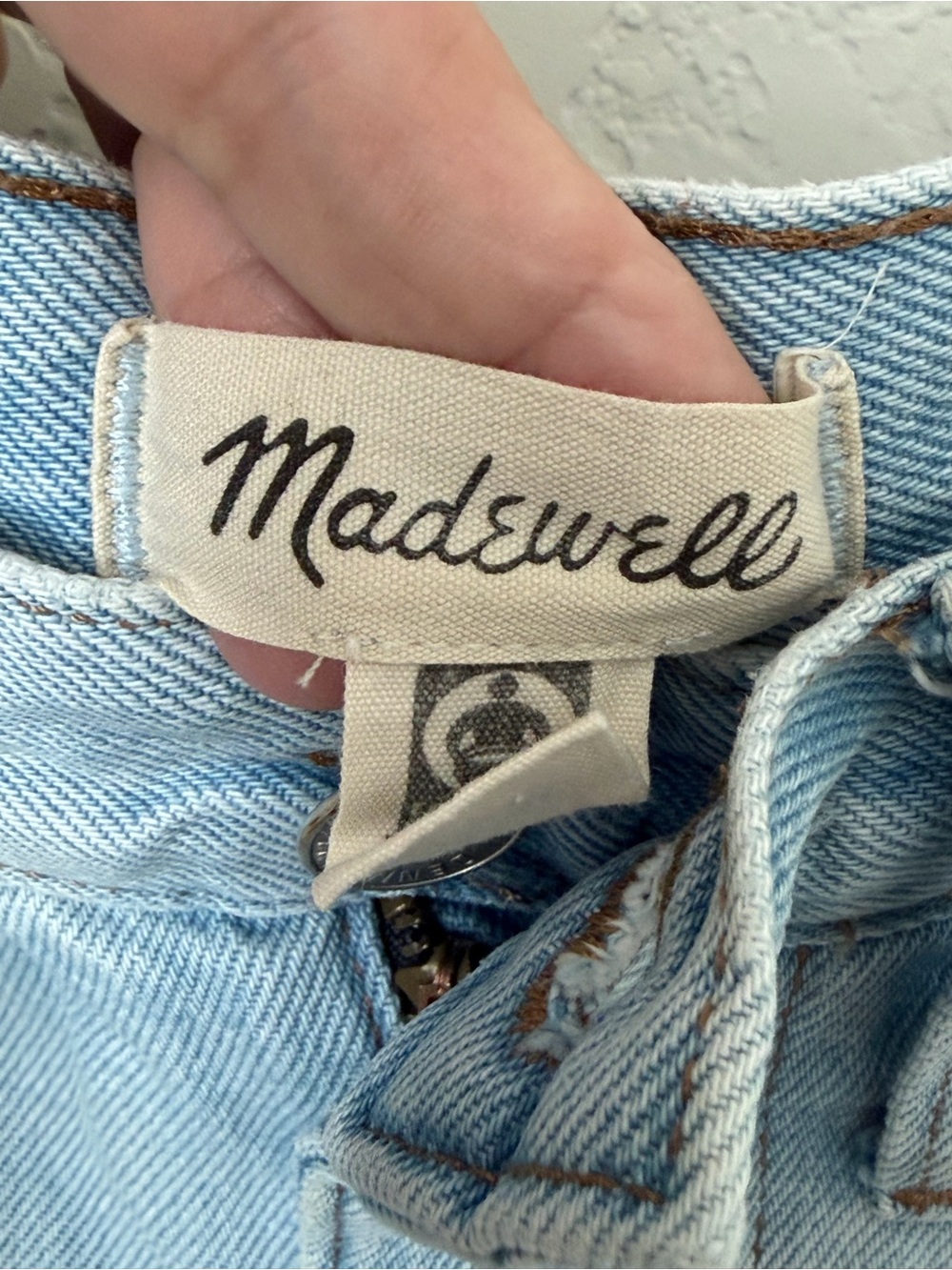 Madewell Light Blue Frayed Hem High-Rise Denim Shorts - Picture 8 of 9